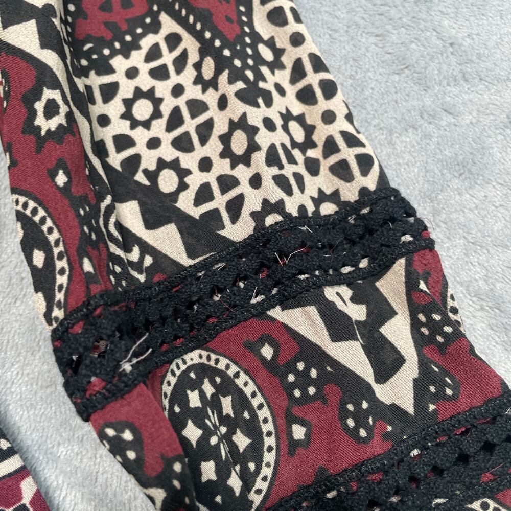 SEA New York Ezri Blouse Womens 4 Silk Blend Floral Boho Peplum Lattice Lace - Picture 6 of 11